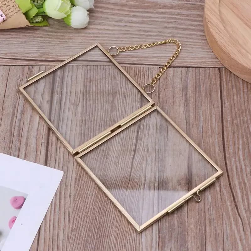 DIY small photo frame for plant specimens, picture holder with transparent glass and metal frame, wall-mounted photo display.