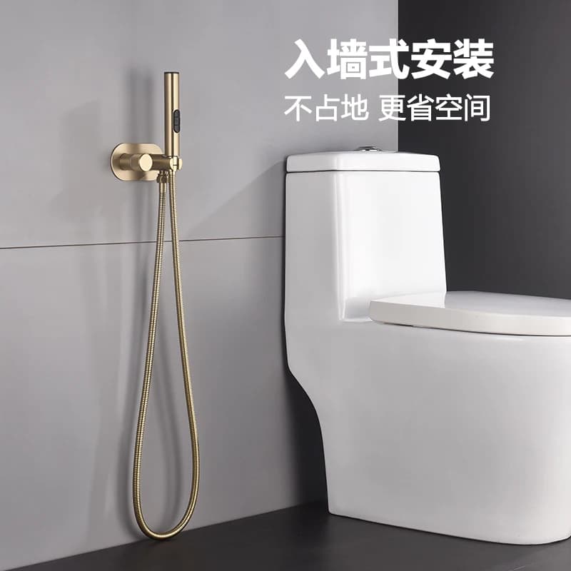Bidet per WC portatile in ottone spazzolato oro 3 funzioni Rubinetto spruzzatore Miscelatore acqua calda fredda Set bidet doccia igienico portatile