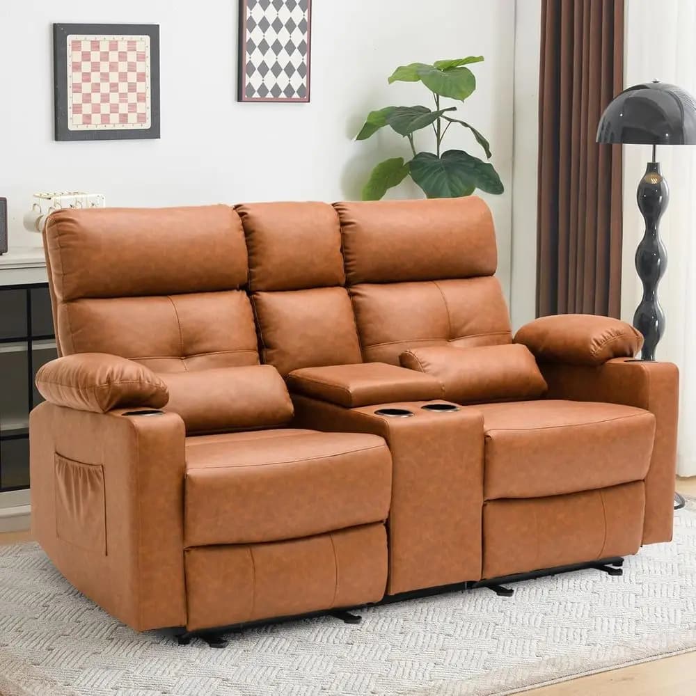 Power Loveseat Recliner Soa with ole, Loveseat Reclining Soa with Heat & Massage, Home Theater Seating with Lumbar Pillow or Liv