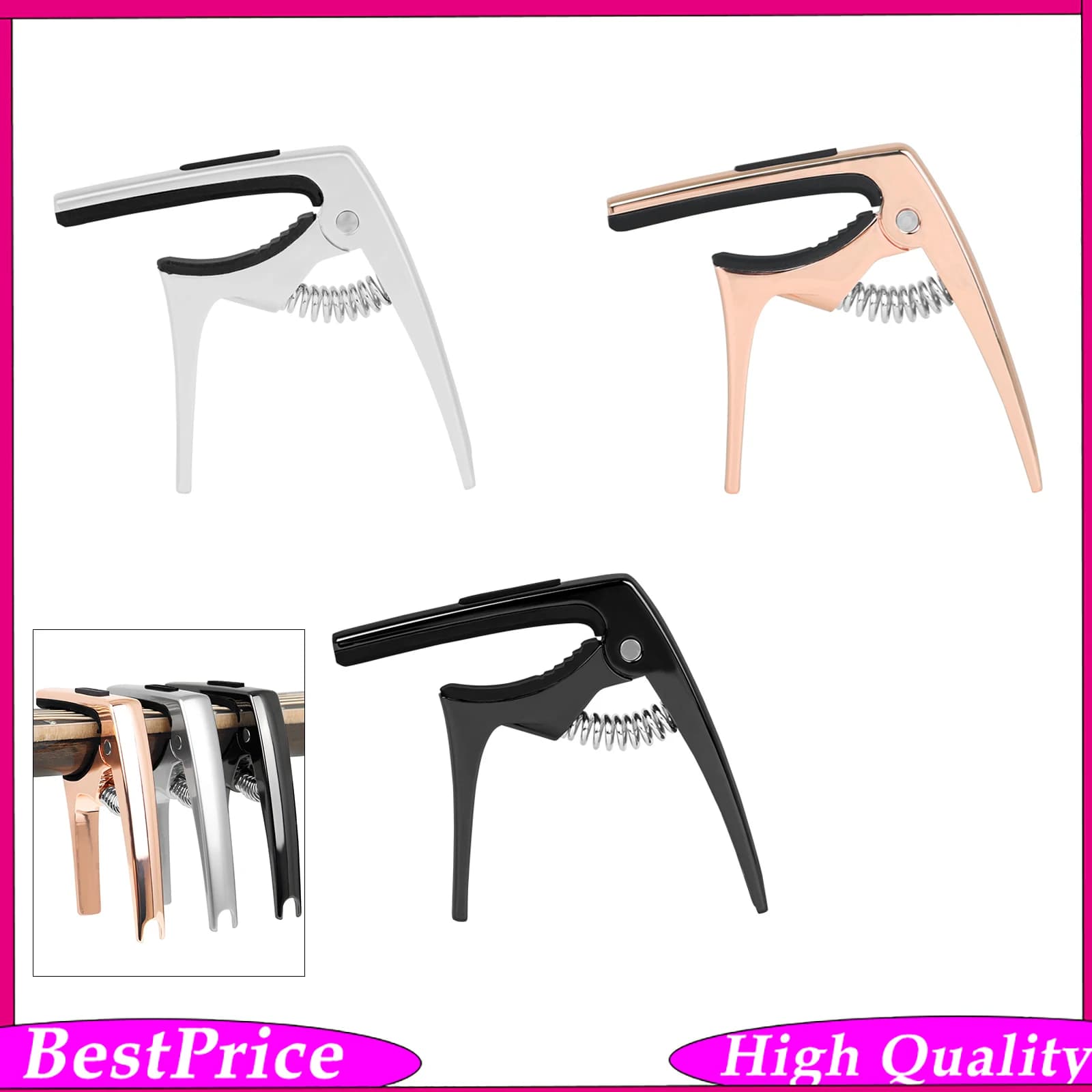 Metal Guitar Capo 3 in 1 Multi-functional Universal Capo Guitar Clamp Capo with Guitar Picks for Guitar Instrument Accessories