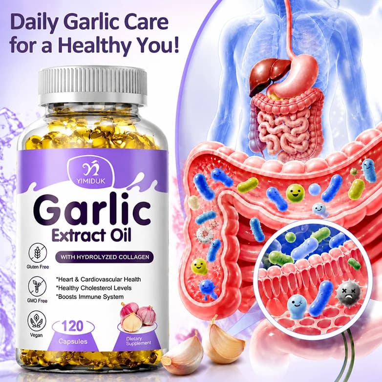 Garlic Oil Capsules with Hydrolyzed Collagen, Tomato, Support Cardiovascular Health, Strengthen Immunity & Skin Care