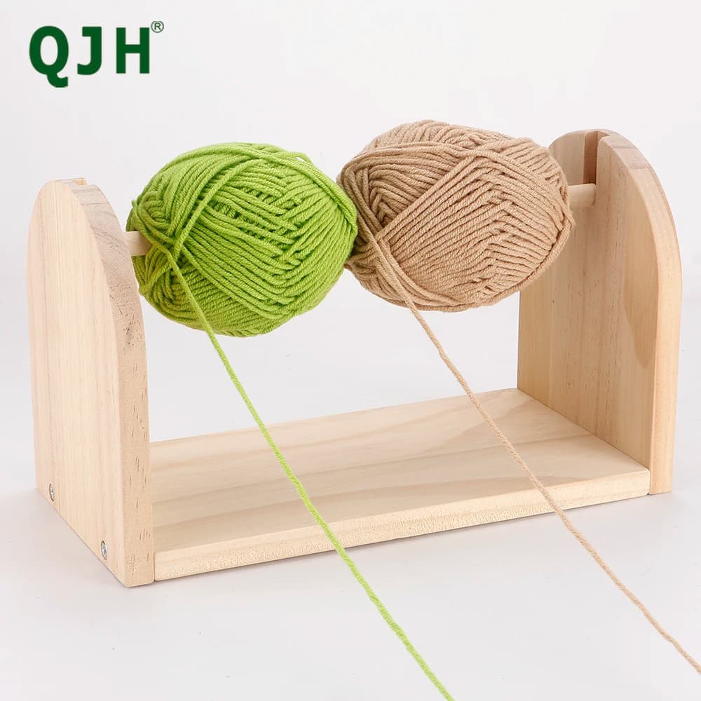 QJH Portafere singolo girevole per filato - Portafilo o portaoggetti in legno per uncinetto - Forniture per maglieria e uncinetto con palline per filato all'uncinetto
