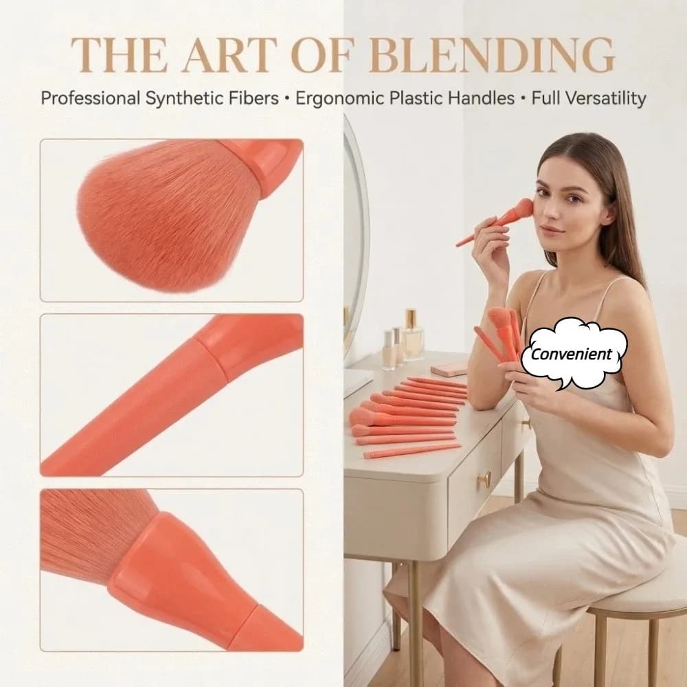 Set di Pennelli Professionali per Trucco Furry, Strumenti per Makeup, Pennelli per Ombretto e Cipria Colore Caramella, Set di 10 Pennelli Cosmetici per Occhi per Studenti