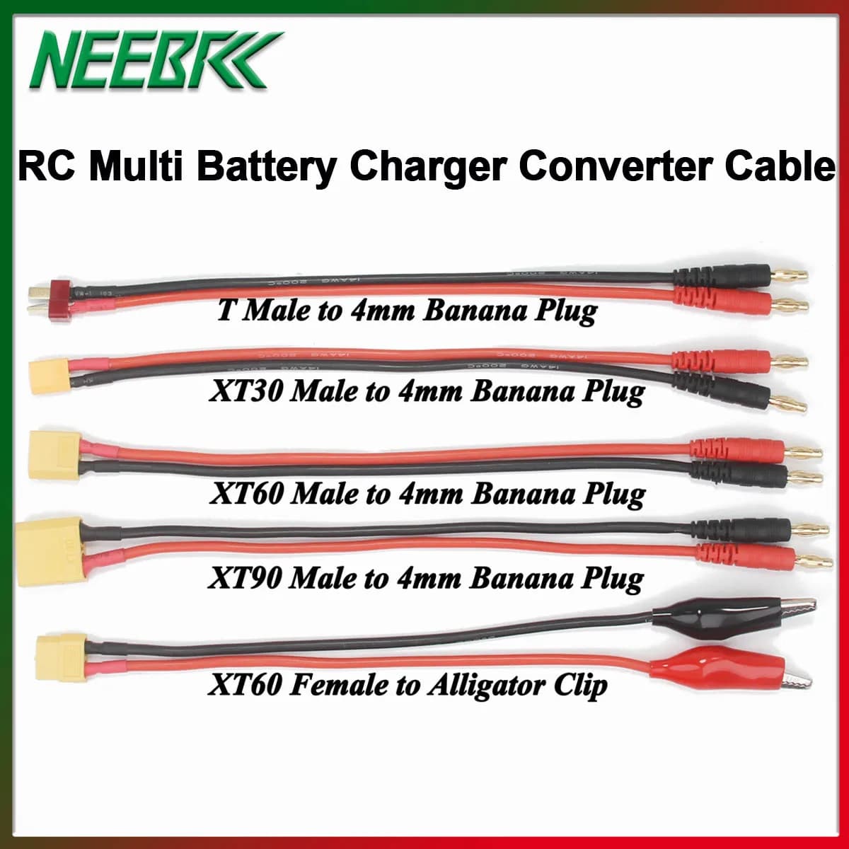 Cavo convertitore adattatore caricabatteria multi RC T/XT30/XT60/XT90 Spina con clip a coccodrillo a banana da 4,0 mm per auto modello IMAX B6 B6AC