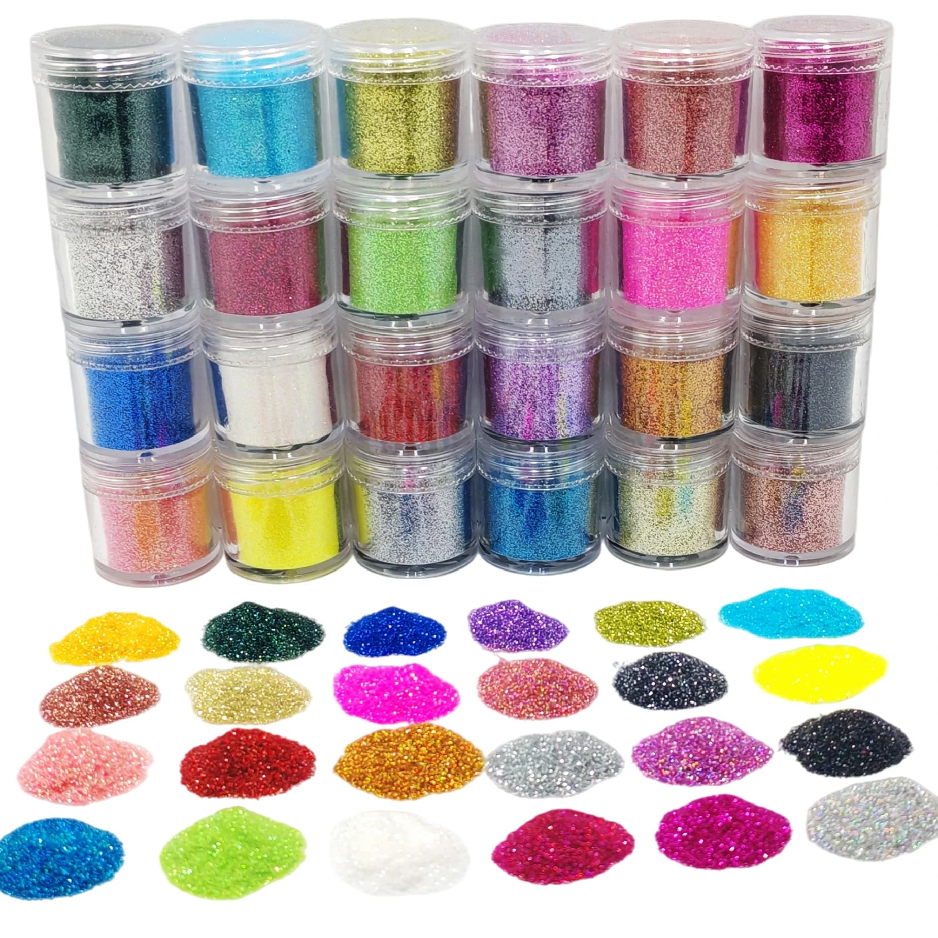 Polvere Glitter Olografica Iridescente in 24 Colori per DIY, Arte del Corpo, Viso e Unghie, Resina, Tumbler, Slime, Sapone, Candele