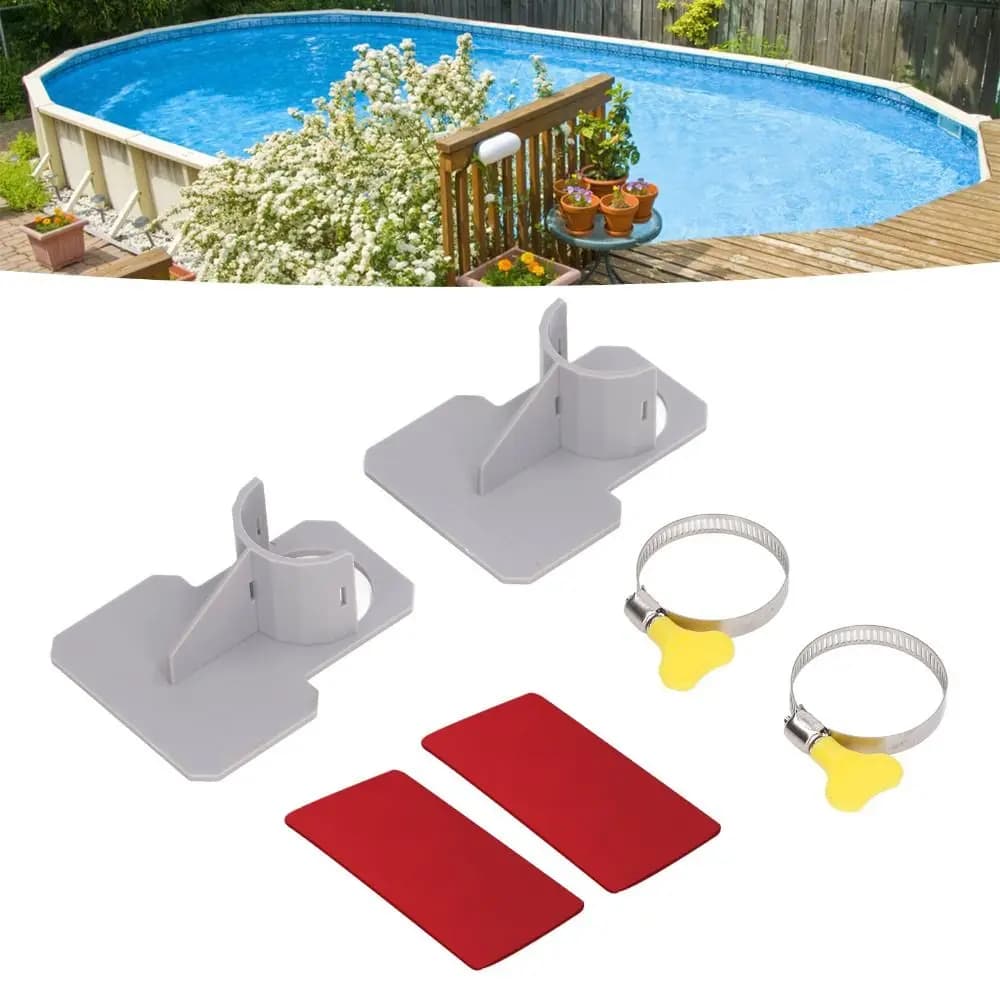 Practical Gray Pool Hose Holders Included Cable Ties ABS Hose Support Brackets Durable Swimming Pool Pipe Holders Home