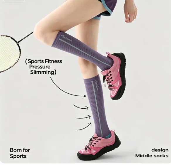 Calze a compressione leggera Renaissance per donna e uomo, calze a compressione sottile per polpacci per corsa, allenamento, saltare alla corda, calze sportive traspiranti con supporto muscolare per la primavera estate