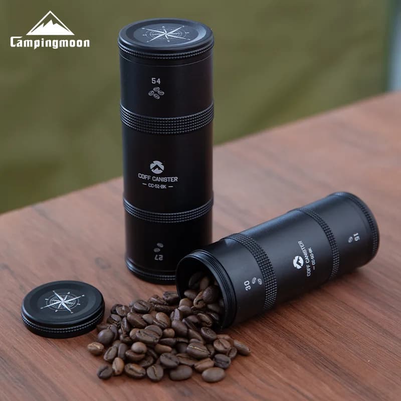 CAMPINGMOON CC-50-BK Piccola Bottiglia Sigillata in Lega di Alluminio Annerita per Campeggio all'Aperto, Contenitore per Tè e Chicchi di Caffè