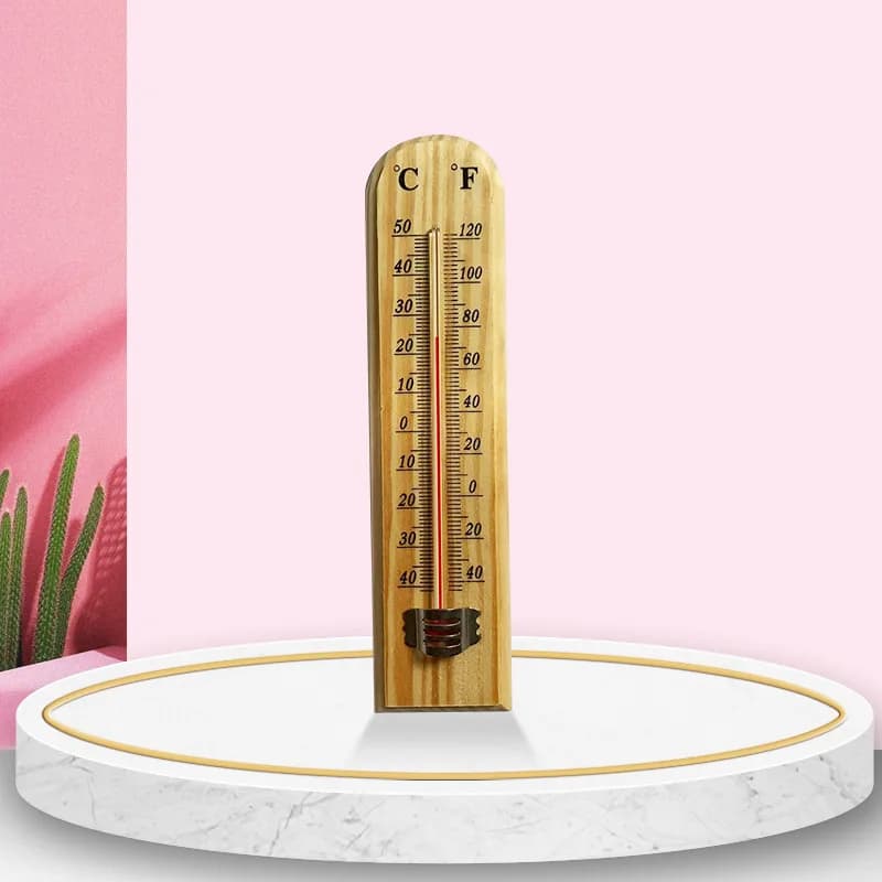 Wood Wall Hang Thermometer -40℃+50℃/-40℉+120℉ Thermometer for Outdoor Garden Greenhouse Breeding Temperature Controller