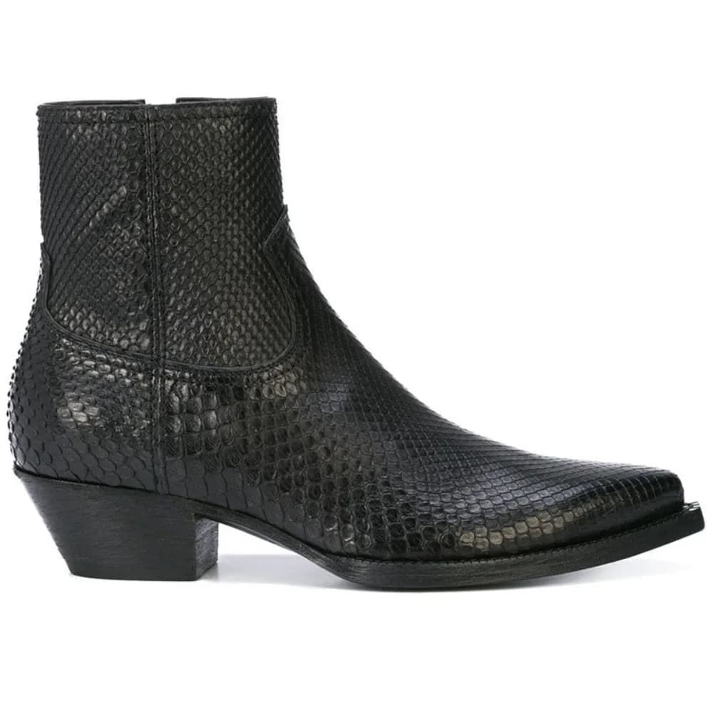 Men's Chelsea Boots Genuine Leather Boots Business Point Toe High Heels Men's Boots Size 37-46 Men's Shoes Men's Boots
