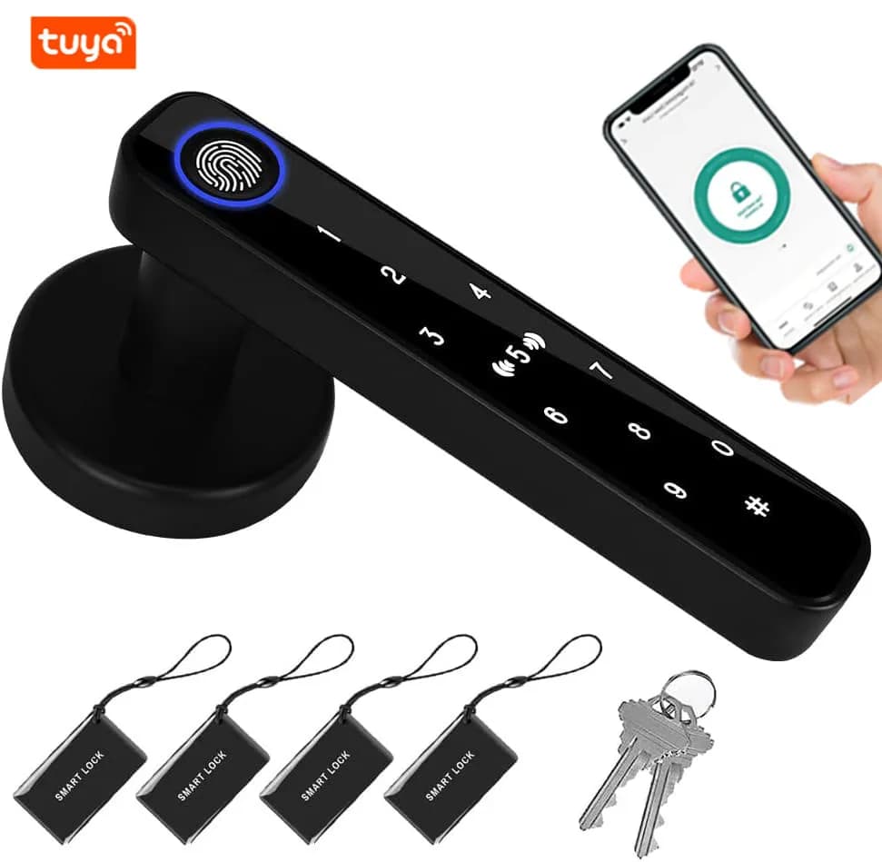 Tuya Smart Lock, serratura per impronte digitali, serratura per porta d'ingresso senza chiave 7 in 1 con controllo app, serratura elettronica per casa