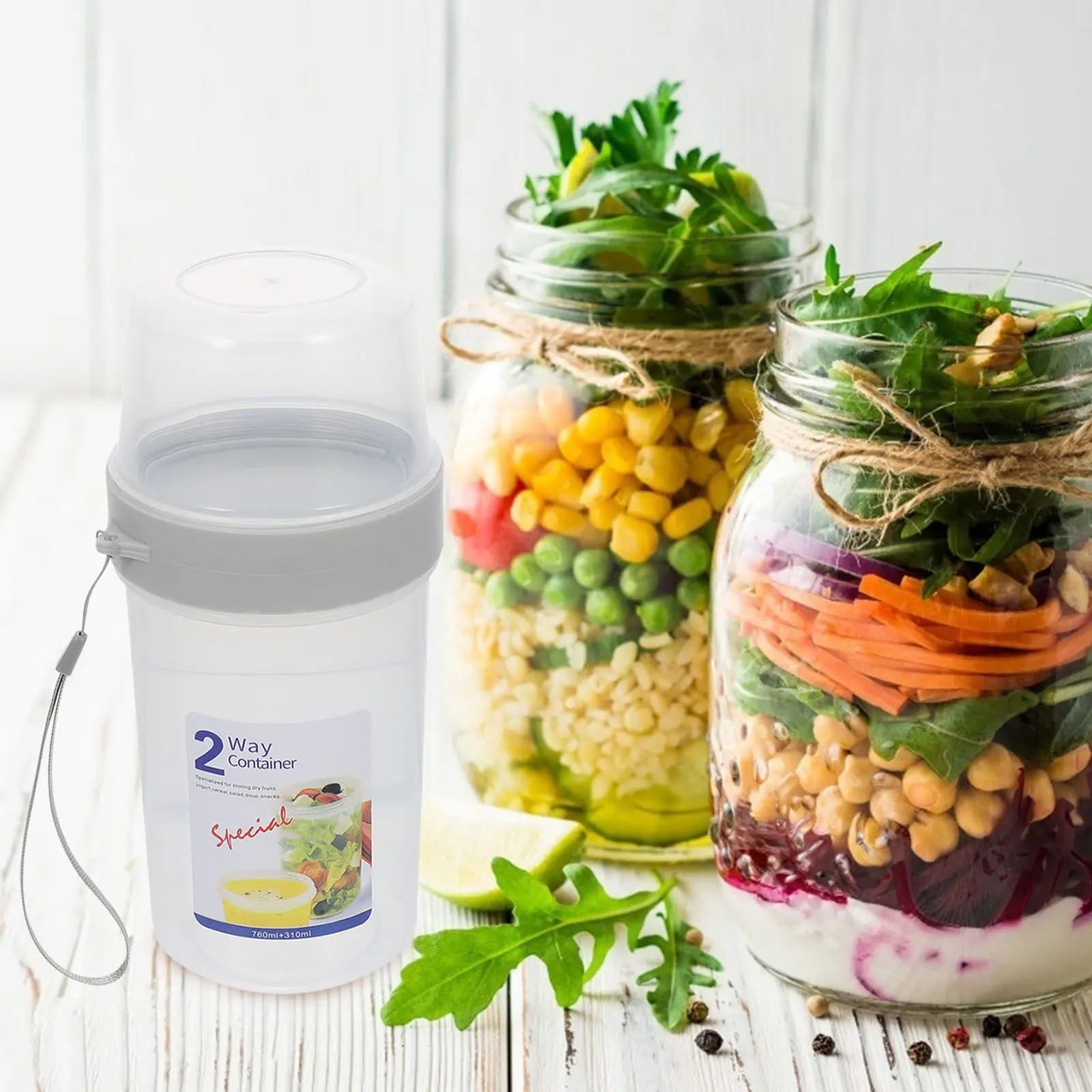 2 contenitori per alimenti a doppio strato con chiusura ermetica, portatili, per il pranzo, per conservare il cibo fresco, contenitori per snack.