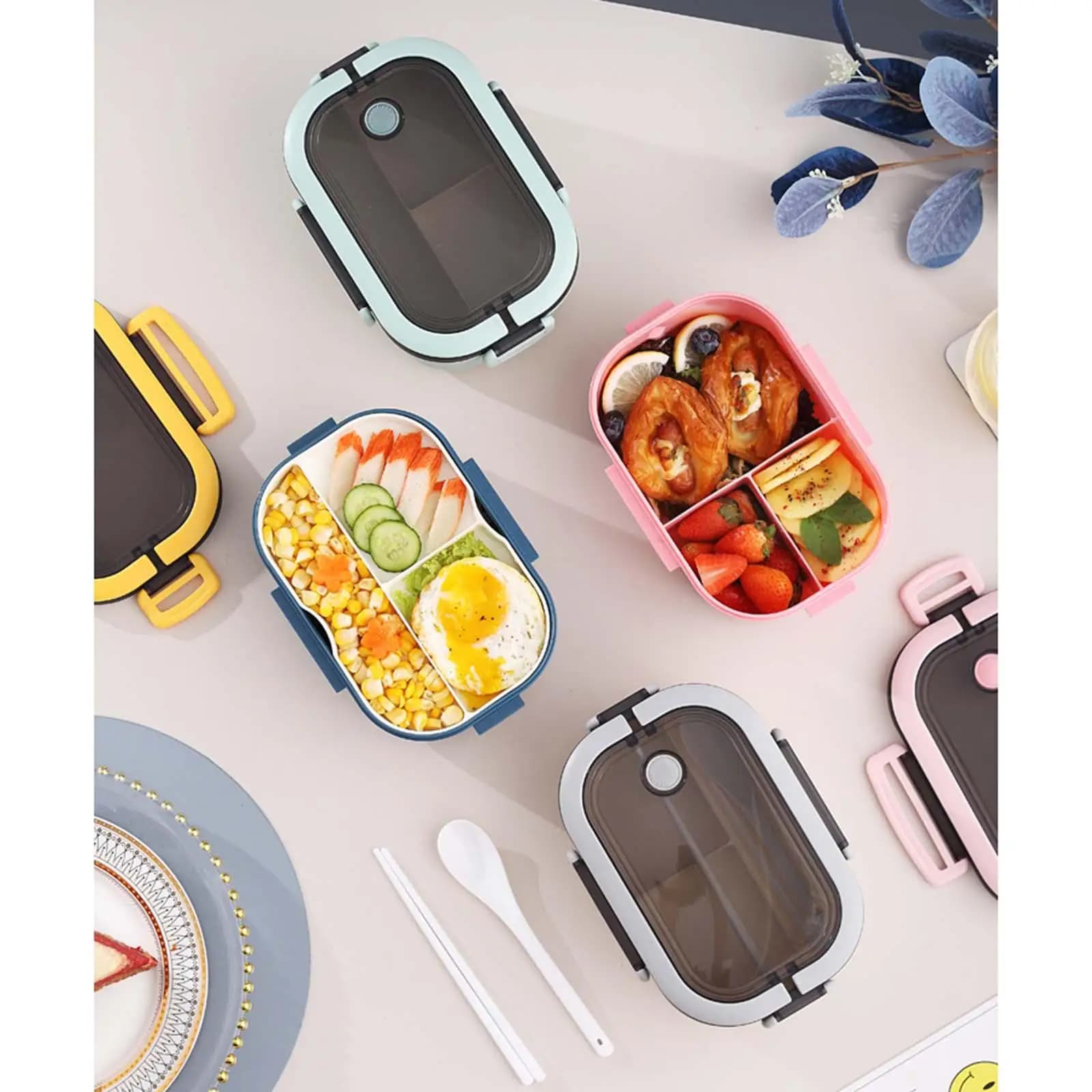Contenitore per il pranzo in silicone da 800 ml con manico Contenitore per il pranzo per alimenti caldi o freddi Bento Box per adulti Bambini Home Office School