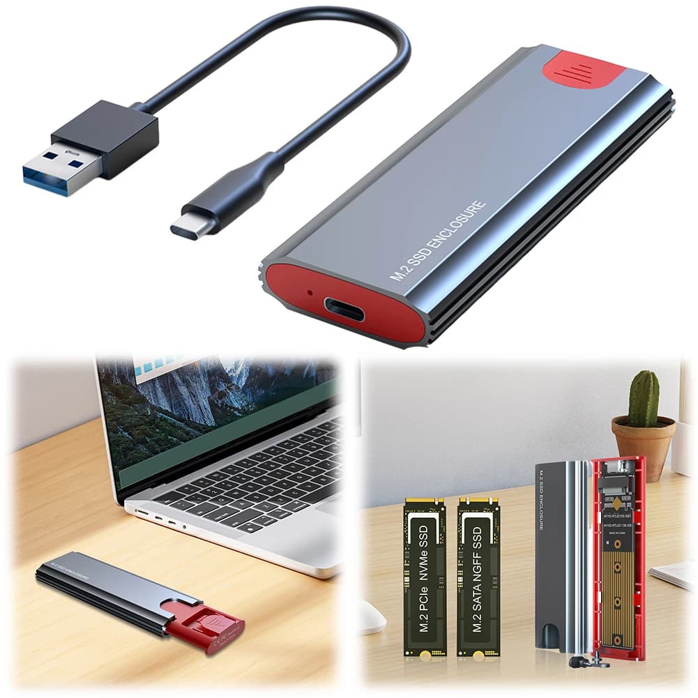 Custodia per disco rigido M.2 NGFF NVME Custodia SSD esterna USB3.1 Gen2 Custodia per disco rigido SSD per NVMe SSD Dimensioni 2230/2242/2260/2280