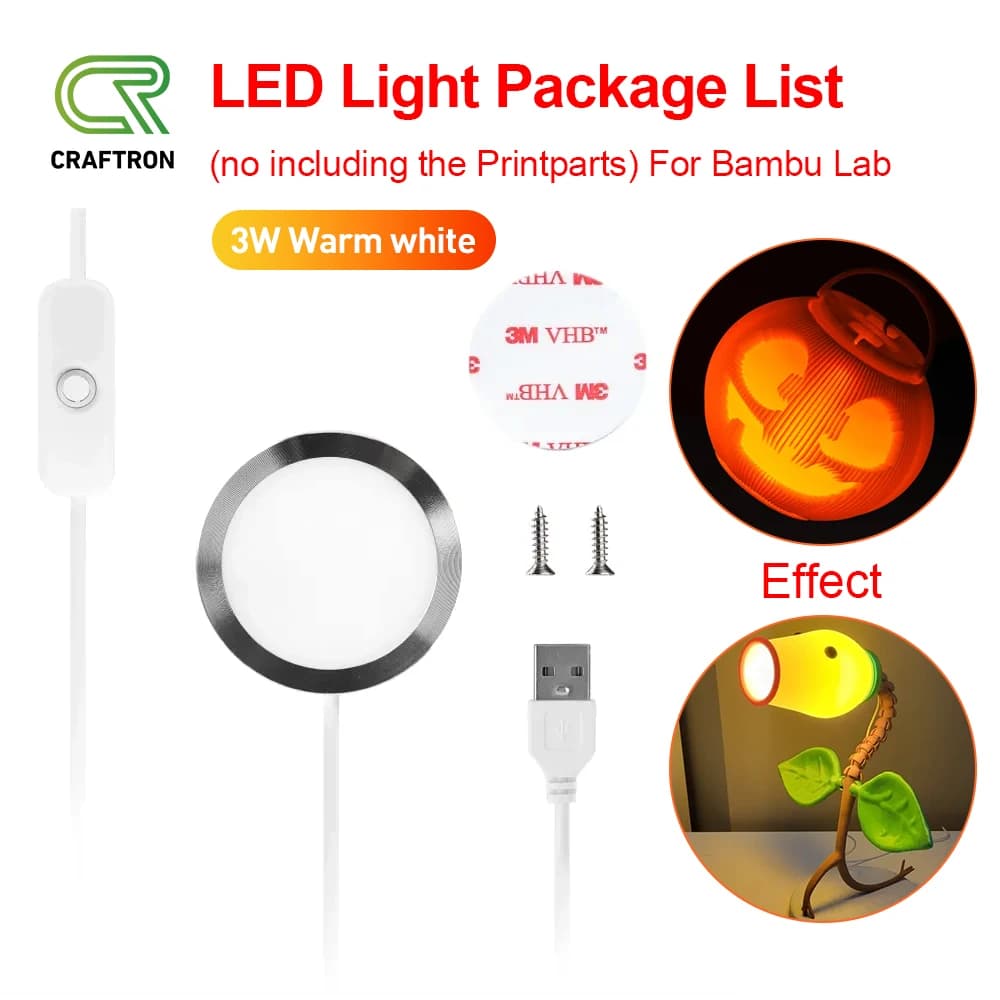 Per Bambu Lab Kit lampada a Led 001 Hardware Kit luce Bambulab Parti luce a Led Mouse Modello fai da te wireless senza parti di stampa 3d