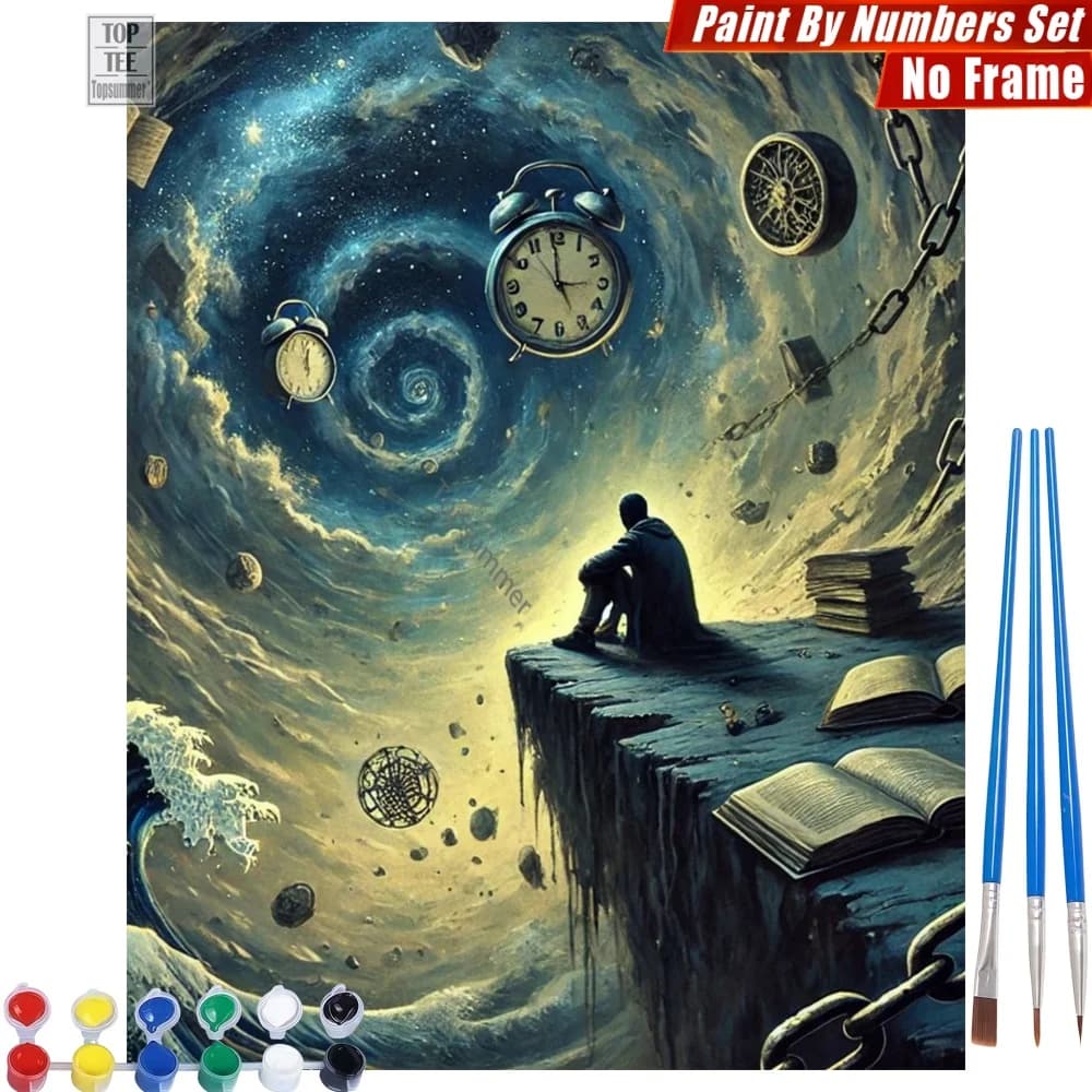 Time Vortex Sitter - Painting on canvas with floating wakes, Easter gift for those who have vision sleep