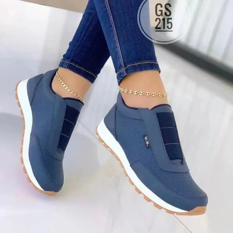 Sneakers Casual da Donna Slip-on Traspiranti Perforate Blu Navy Comode Scarpe Basse da Passeggio per Uso Quotidiano e Outdoor