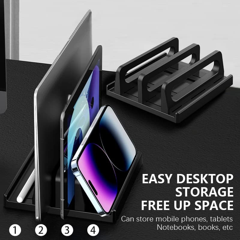 Supporto per Laptop verticale regolabile a doppio Slot Design in plastica ABS 4 in1 salvaspazio per MacBook Chromebook Surface HP Dell Book IPad