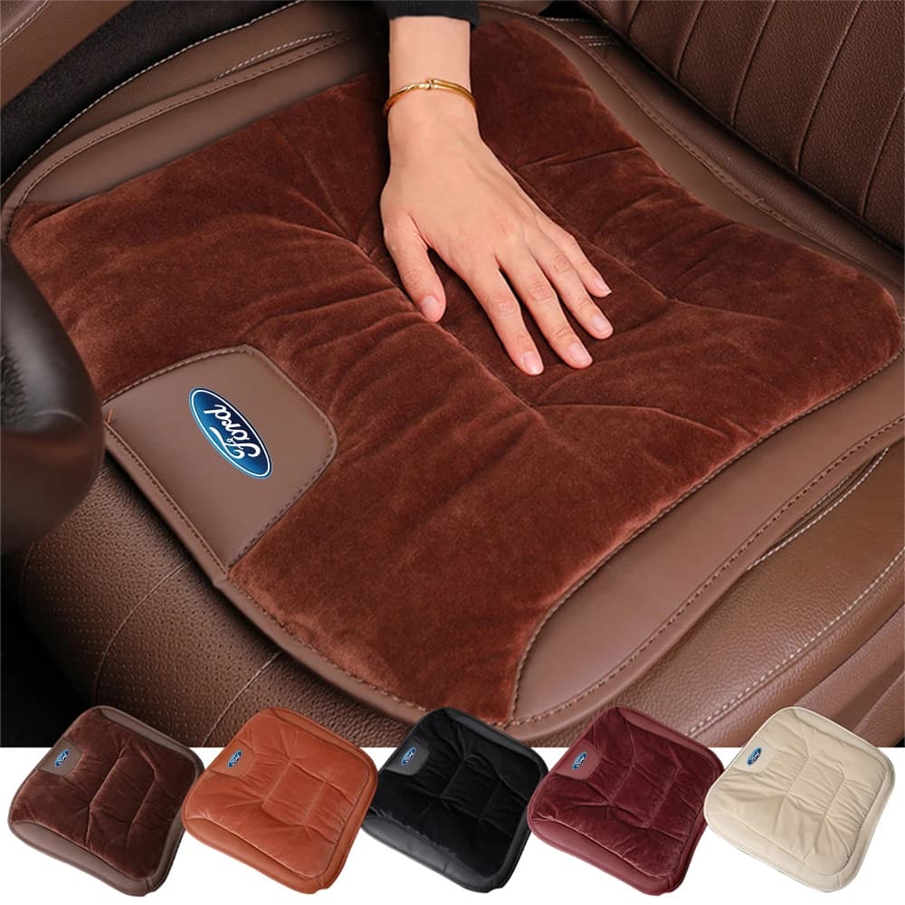 Flannel Car Seat Cover Rear Seat Cushion Chair Anti Slip Pad Wheel Hubcap For Ford Focus Fiesta Fusion Mustang Ranger Accessorie