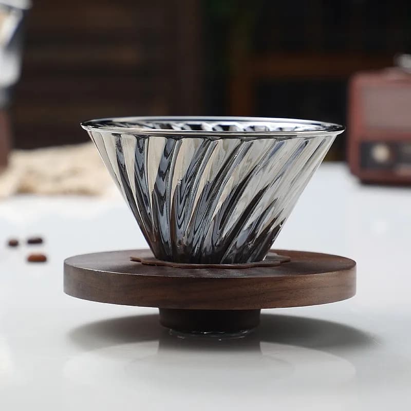 Filtro/Colino da Caffè in Vetro - Dripper Conico in Vetro per Caffè Pour Over con Supporto, Accessori per Caffettiera a Imbuto per Casa, Ufficio