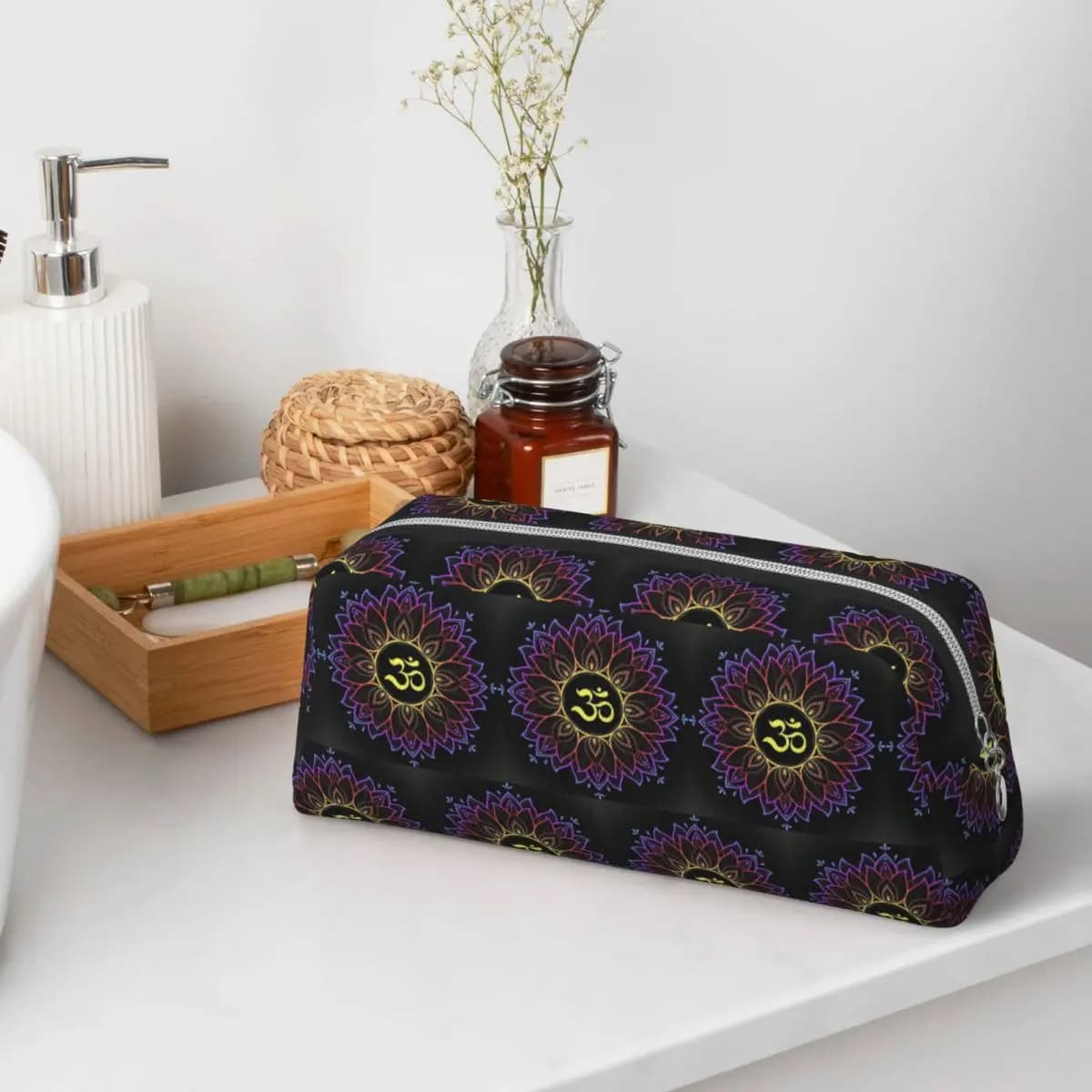 Gold Golden Mandala Om Yoga Aum Ohm Henna Pencil Cases for Student School Pen Box Pencil Bag Pencil Pouch Storage Stationery