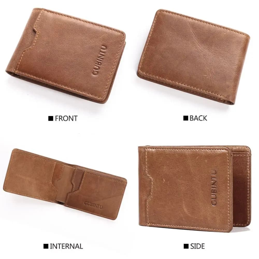 Minimalist Genuine Leather Mens Wallets Vintage Slim RFID Blocking Card Holder Thin Card Protection Credit Card Cover Man