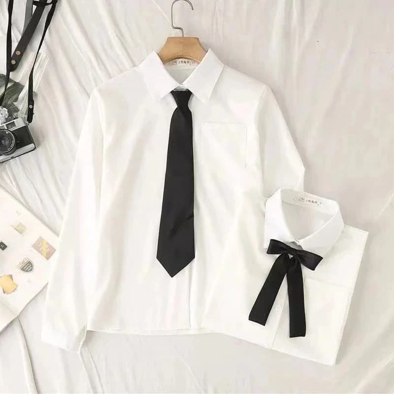 Camicie da scuola da donna bianche moda JK stile Preppy primavera giappone camicia da ragazza a maniche lunghe Harajuku cravatta da donna top