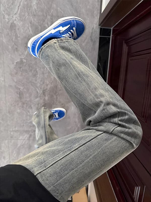 Jeans Slim Fit da Uomo Cleanfit a Gamba Dritta, Vita Media, Stile Bootcut, Pantaloni in Denim American Vibe Casual per l'Autunno