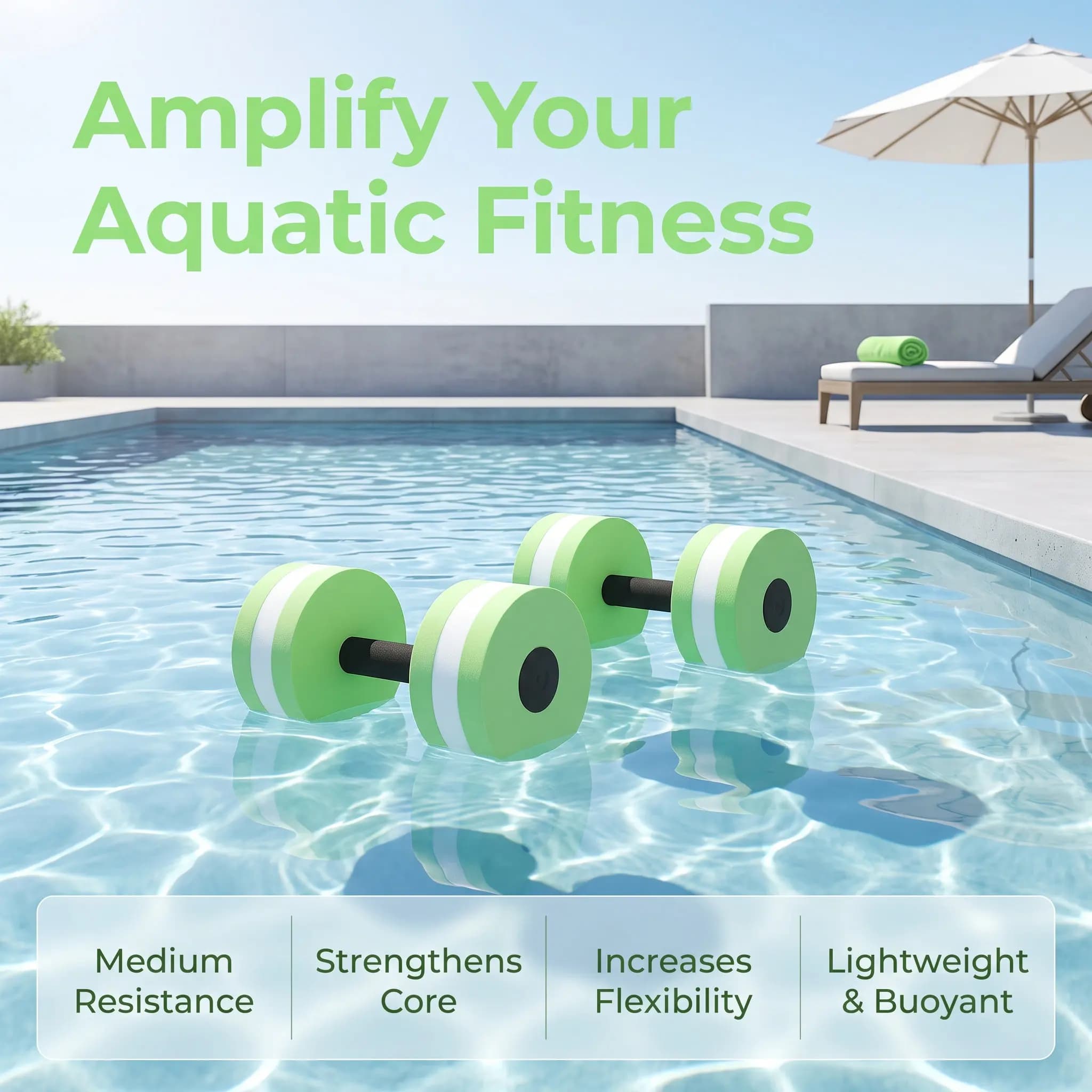 2Pcs Water Aerobics Dumbbells Eva Aquatic Barbells Floating Weights Resistance Pool Exercise Equipment for Aqua Fitness