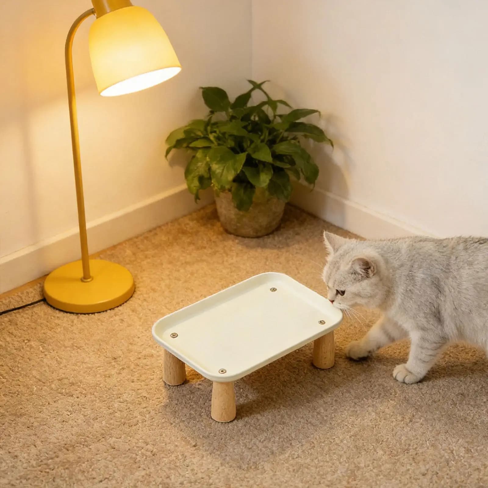 Raised Cat Bowl Stand Wooden Elevated Pet Feeder Food Water Bowl Holder Dispenser for Automatic Pet Feeder Pets