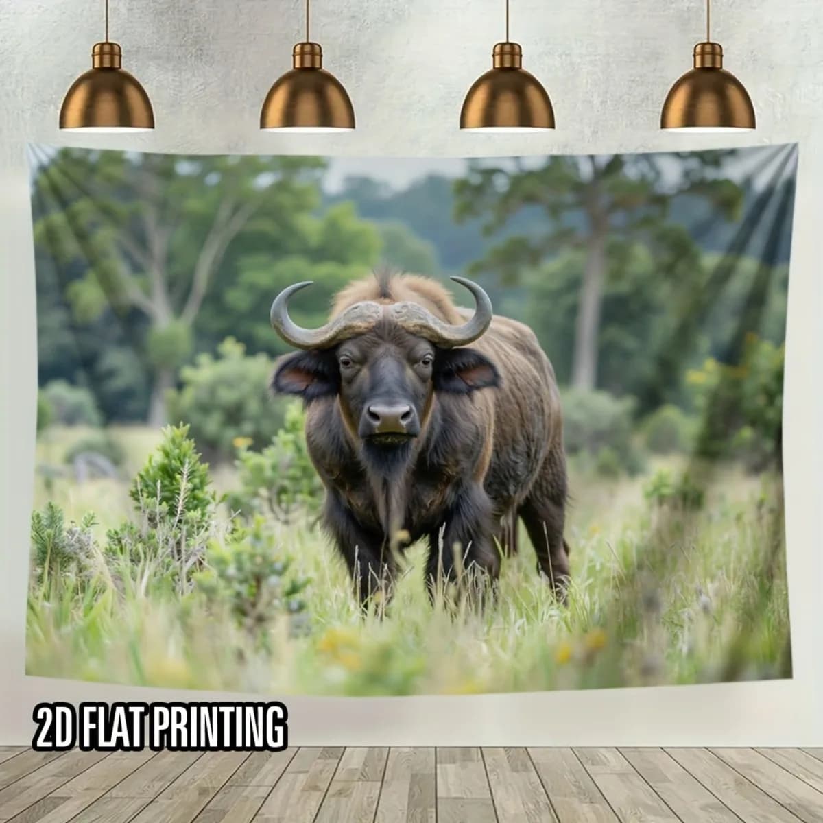 African Cape Buffalo Portrait Jungle Animal Photography Tapestry Home Decor Wall Art