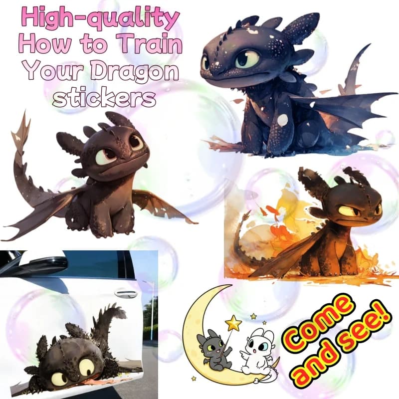 Dragon tamer expert, cute and toothless, living room luggage, laptop, electric car decoration, waterproof, self-adhesive