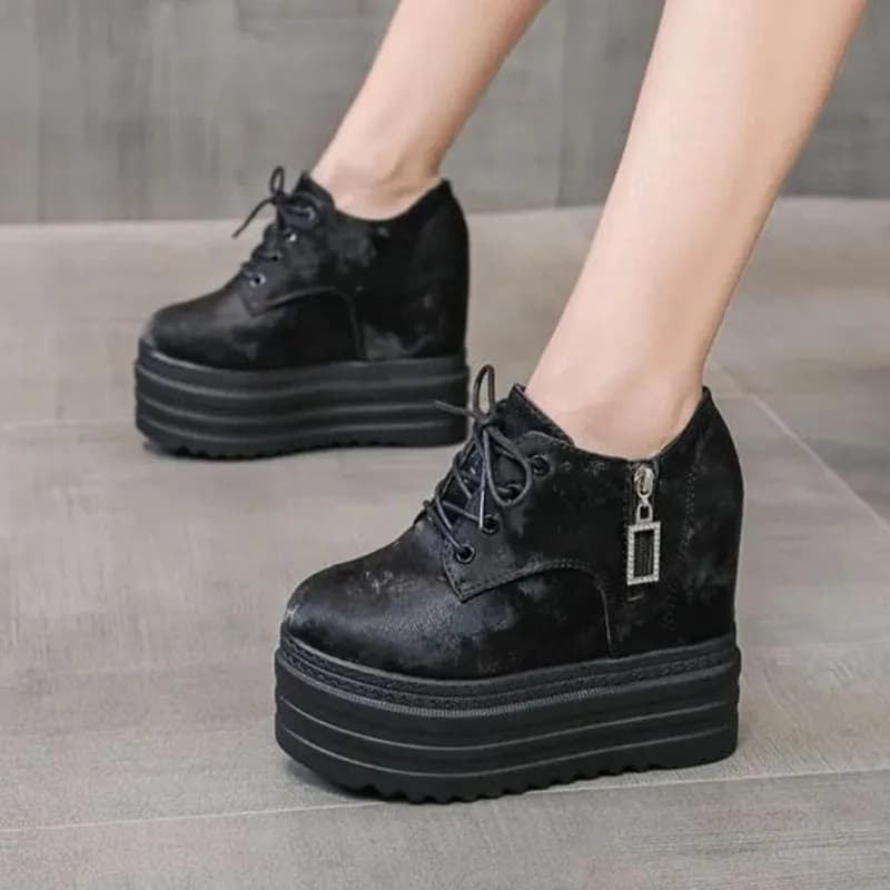 Moda altezza interna scarpe da donna 2025 autunno piattaforma con zeppa torta tacchi nascosti comode scarpe da ginnastica da donna calzature funzionali
