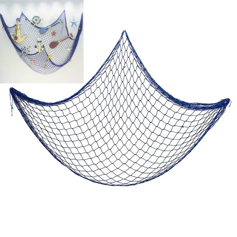 1X2M Rete da pesca nautica Decorativa Parete al mare Festa in spiaggia Maglia da pesca Decorazione mediterranea Adesivo da parete Rete da pesca fai da te