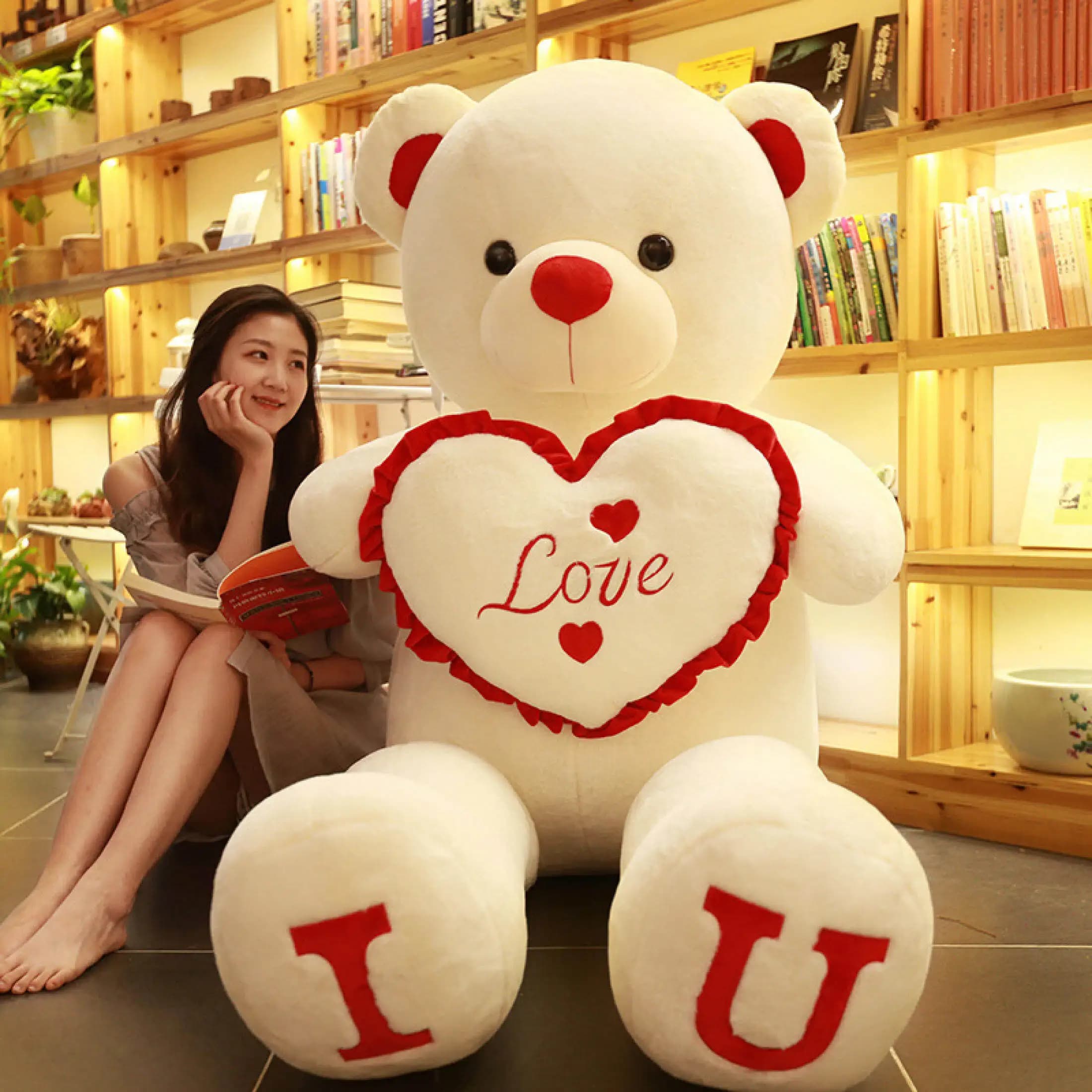 Orsacchiotto Gigante LOVE 80/100cm, Peluche Morbido e Adorabile, Regalo per Fidanzata, San Valentino, Compleanno