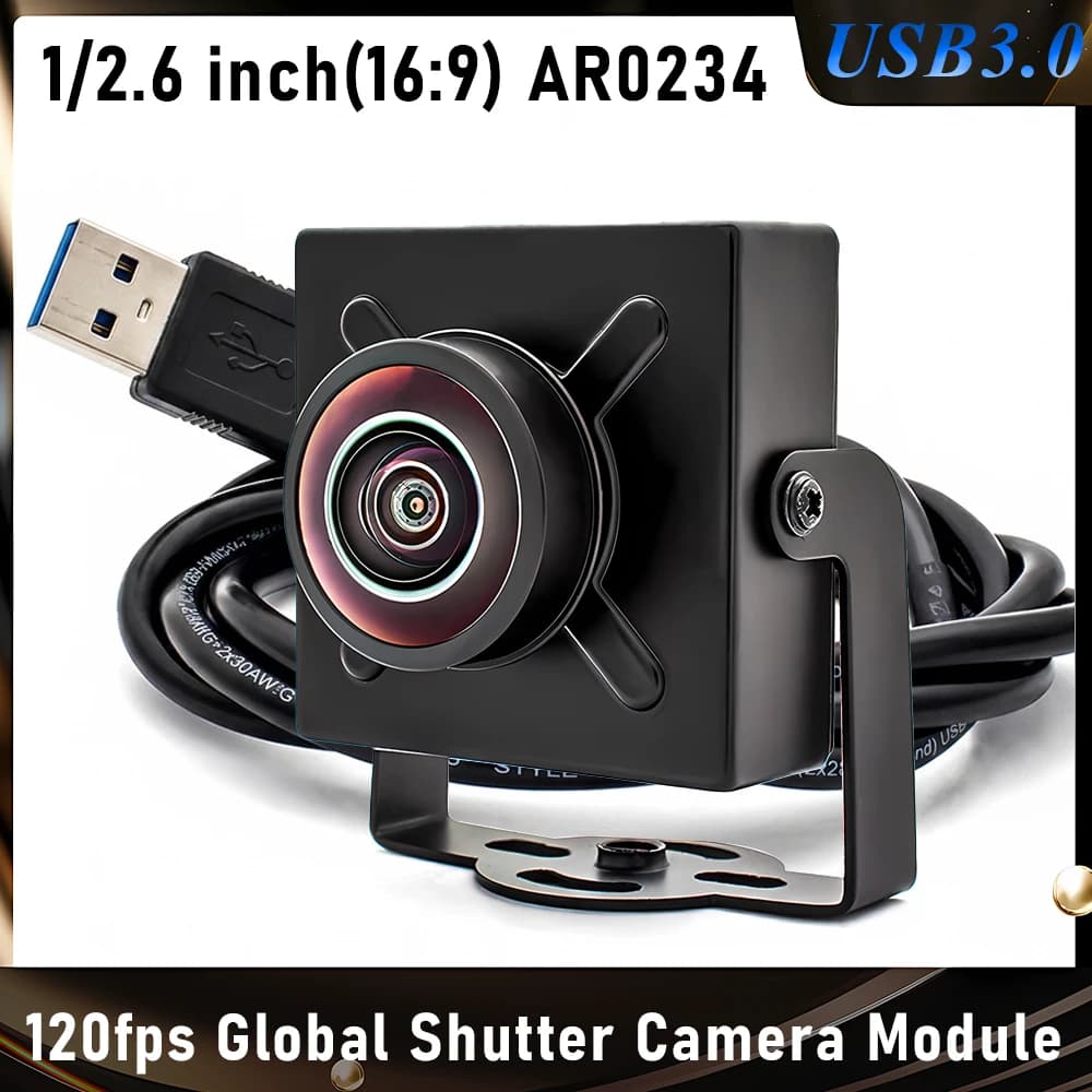 2.3MP 120FPS Global Shutter USB 3.0 Camera AR0234 Sensor High Speed Machine Vision Webcam Distortionless M12 Lens Metal Case