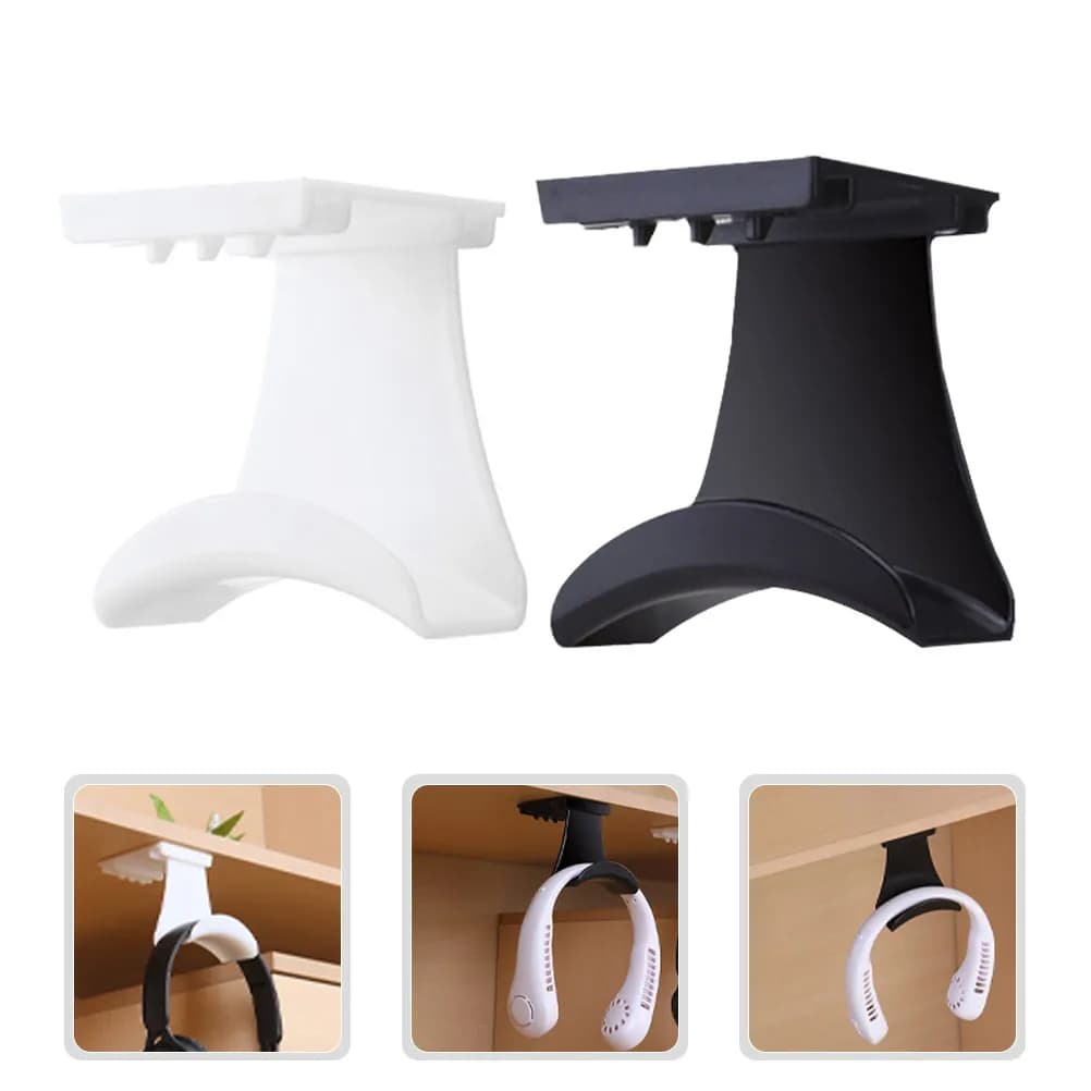 2Pcs Headset Hangers Sturdy Hips Material Wall Mount Headphone Holder Under Desk Headphone Hook Gaming Headset Stand Storage