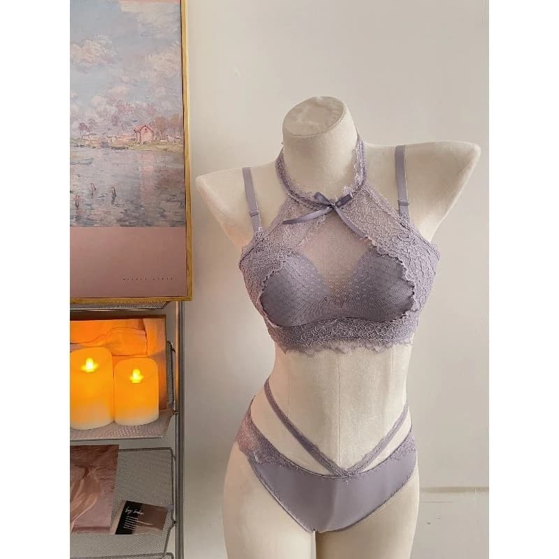 Bra Boho in Pizzo with Push-Up, Neckline V, Transparent on the Net, Double-layered Small Pin, Sexy Lingerie S-XL