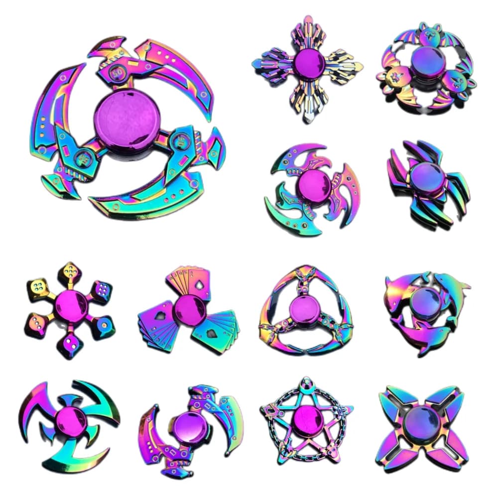 Metallo Arcobaleno Fidget Spinner Sfumatura di Colore Muto Cuscinetto EDC Mano Spinner Punta delle dita Giroscopio Anti- Ansia Natale Bambini Giocattoli per adulti