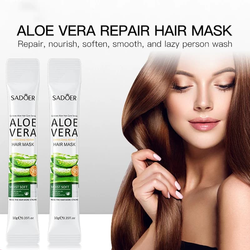 New fast repair Feeding damaged hair Magic mask for hair to aloe vera Soft background Smooth Straighten hair crespi Mask for hair care