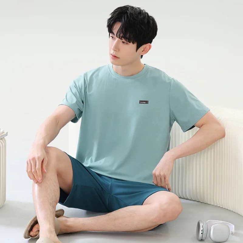 Pigiama estivo da uomo di grandi dimensioni Coreano Solido Modale Indumenti da notte Pullover Maniche corte Top Pantaloncini Pjs Homsuit Per il tempo libero Pigiama