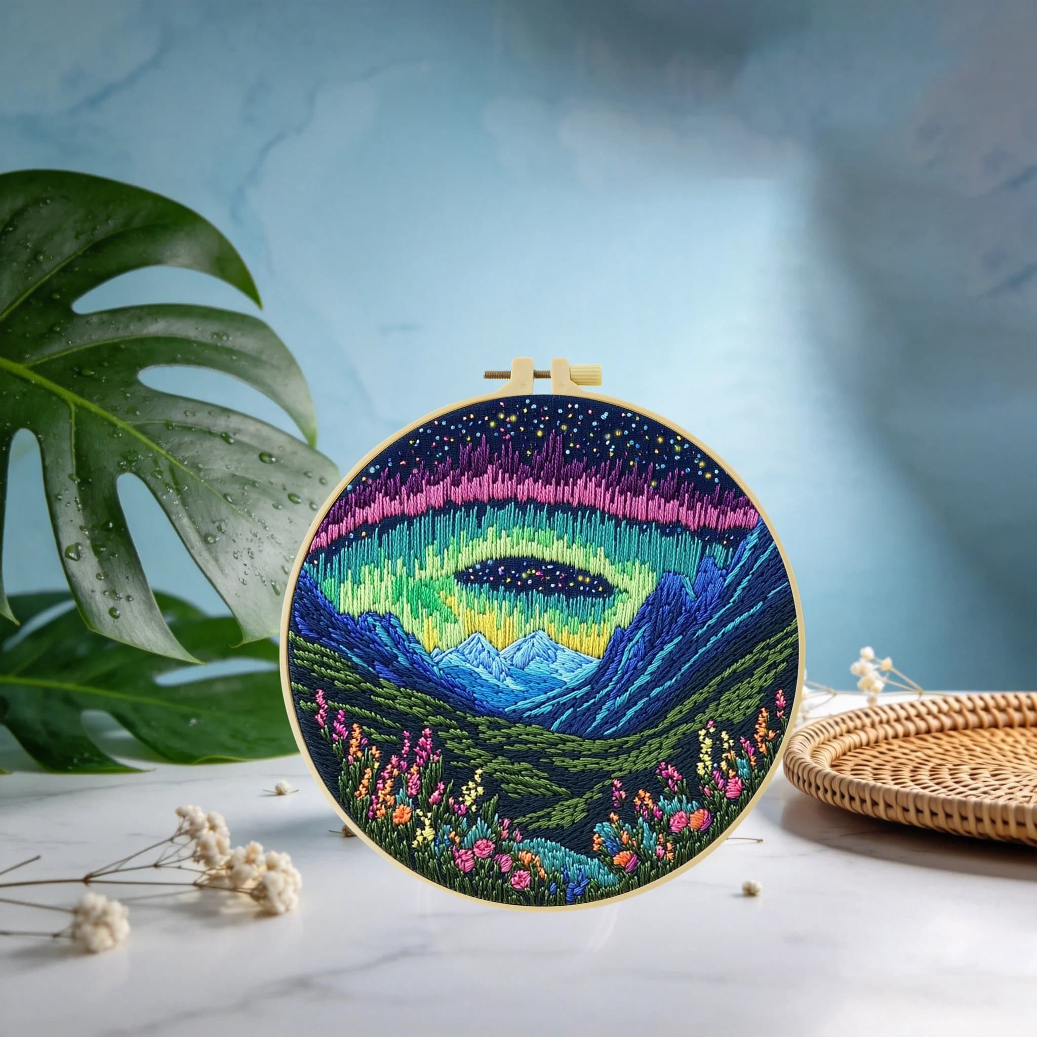 1 pezzo 20X20CM/15X15CM Kit per principianti di ricamo su carta idrosolubile The Beauty of Aurora, arte del punto croce fai da te per regalo