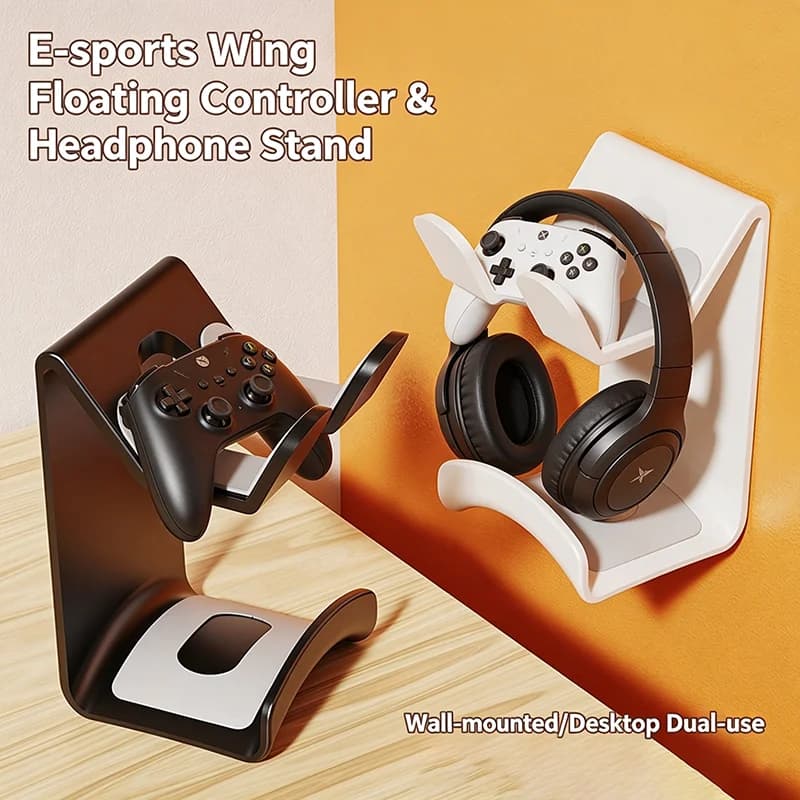 Game Controller Headphone Hanger Punch‑Free Adjustable Damage‑Free Wall Desk PC Mount Universal Gaming Accessories Holder