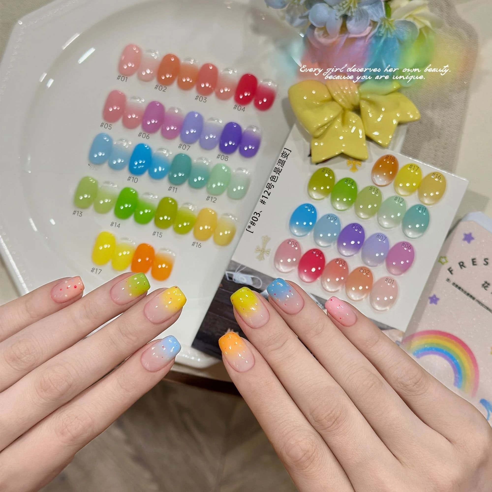 TPO HEMA FREE 18Grids Rainbow Patting Gel Nail Polish UV LED Soak Off Gel Varnishes Blooming Gradient Painting Gel Lacquer