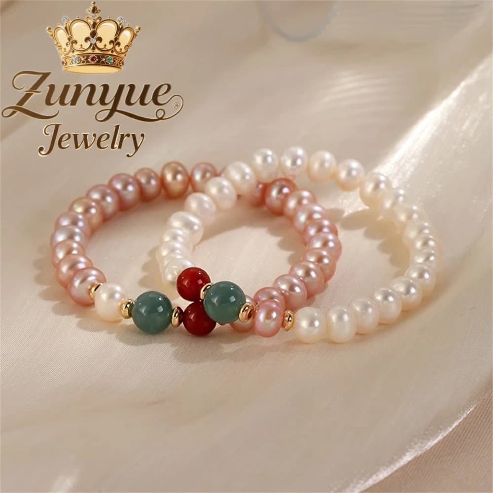 Bracciale di perle d'acqua dolce con un lusso leggero e un braccialetto di agata di fascia alta Nuovi ciondoli in stile cinese Elegante gioiello di moda