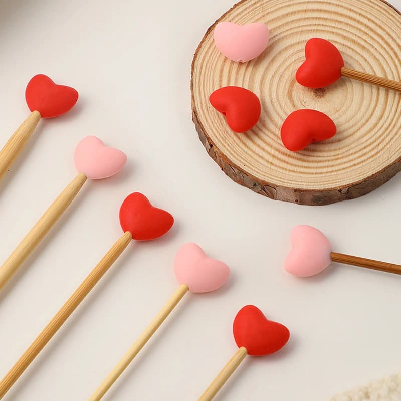 6 pezzi protezioni per punti di ago da maglia tappi per aghi a forma di cuore punti tappi tappi per aghi accessori per maglieria