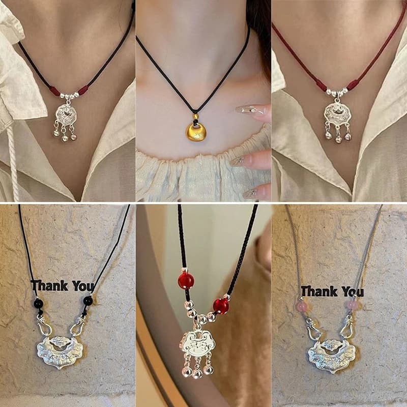 Ciondolo Ping An Lock in stile cinese per donna Vintage New Chinese Retro National collana gioielli da donna regalo di san valentino