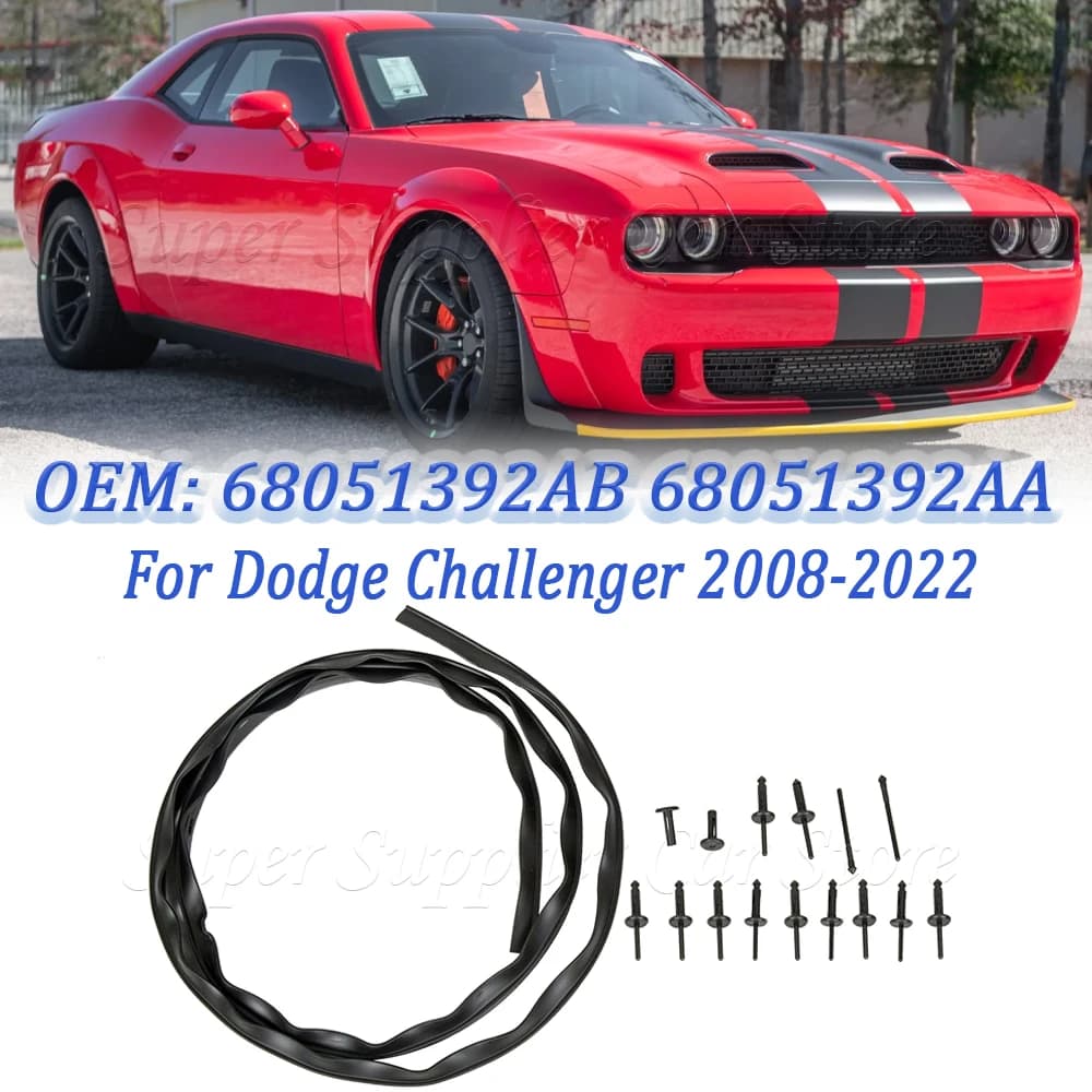 A Set Car Front Fascia Bumper Hood Seal Waterproof With Rivets Repair Parts For Dodge Challenger 2008-2022 68051392AB 68051392AA