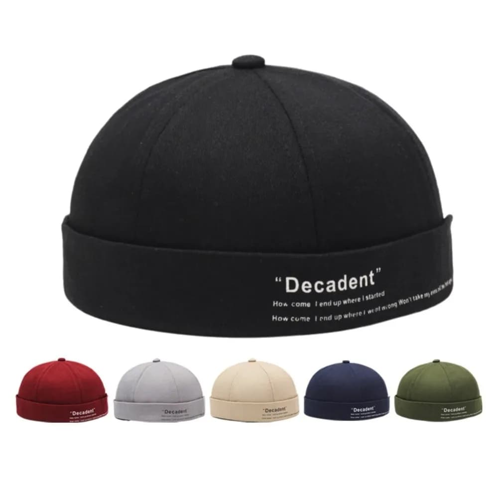 Fashion Hip Hop Beanie Street Hat Letter Cotton Skullcap Adjustable Solid Color Melon Beanie Cap Outdoor