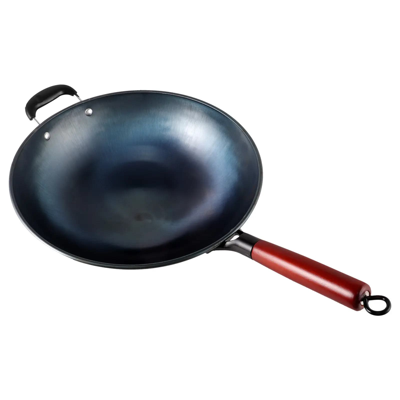 Iron Wok with wooden handle, small non-stick pan for steaks, Chinese cooking tool for iron-fry, cooking pot, wok pans